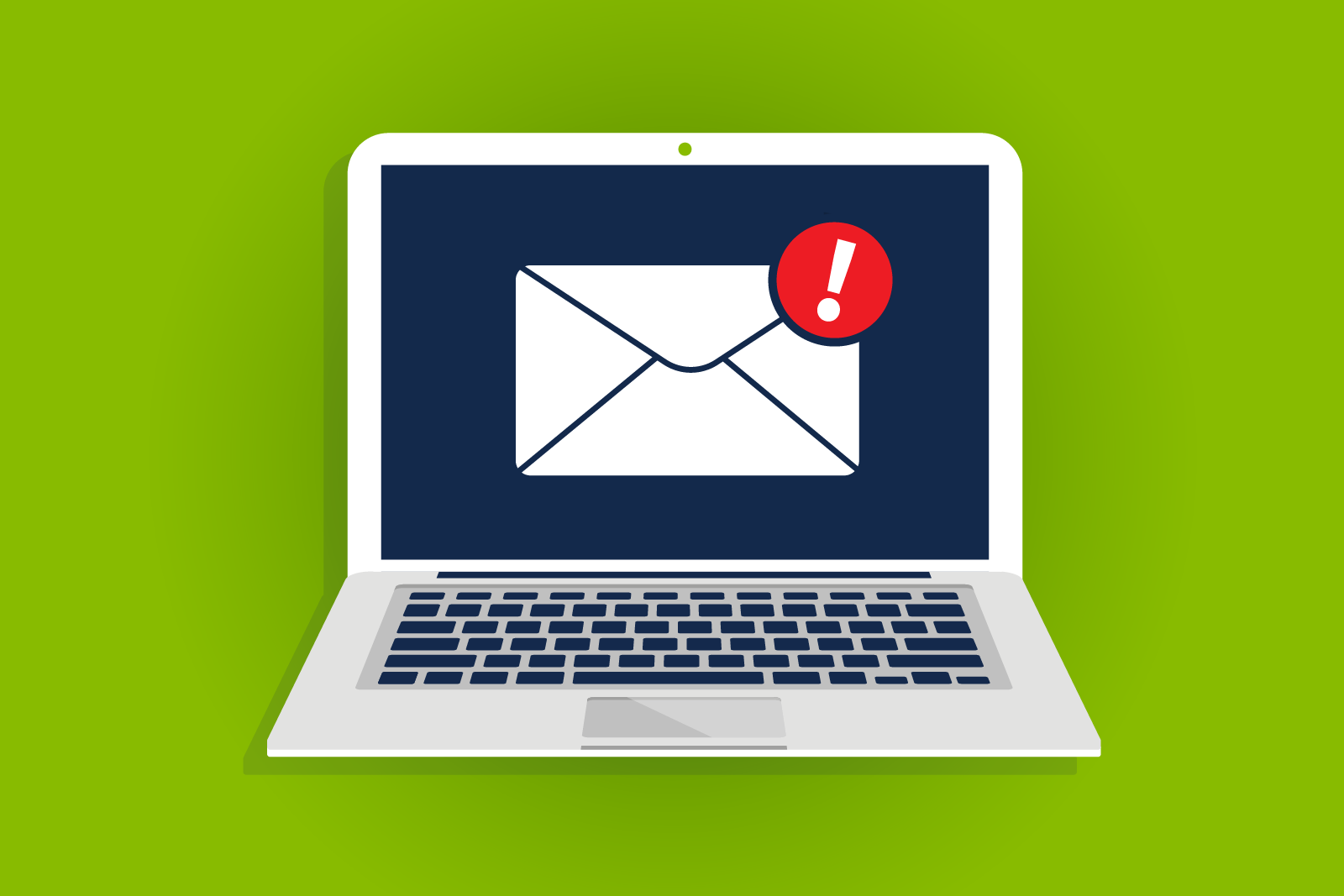 Illustration of a laptop. On the screen is an envelope...